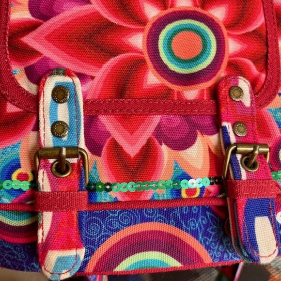 Desigual Colorful Rainbow 2-Compartment Shoulder/XBody Floral, Circles - 7 x 10” - Picture 3 of 11